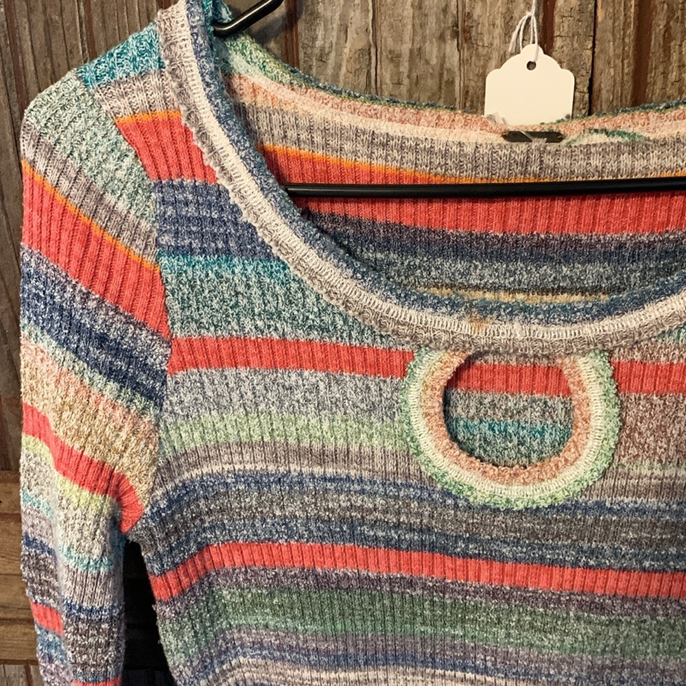 Free People Colorful Striped Crew Neck Sweater - Picture 3 of 7
